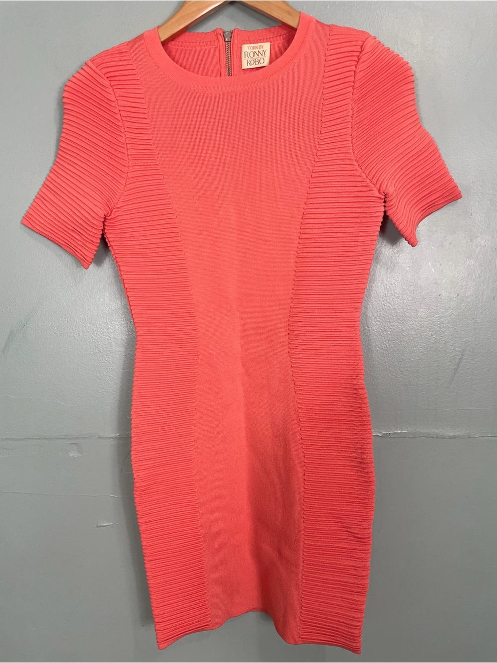 Torn by Ronnie Kobo Bodycon Mini Dress Bandage Orange Coral Women size Small